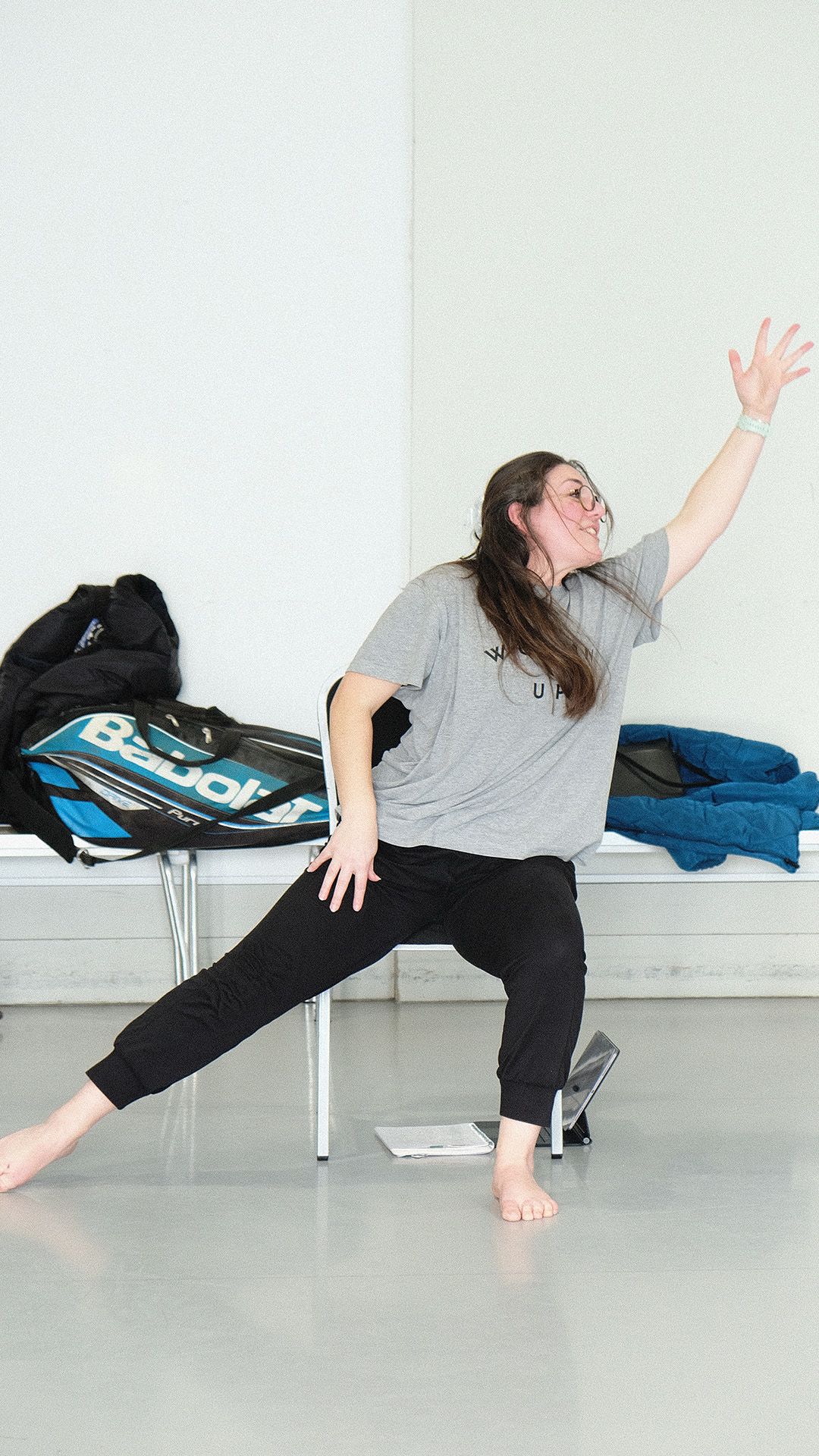 Samantha Gillingham (Parkinson's dance teacher) stretching